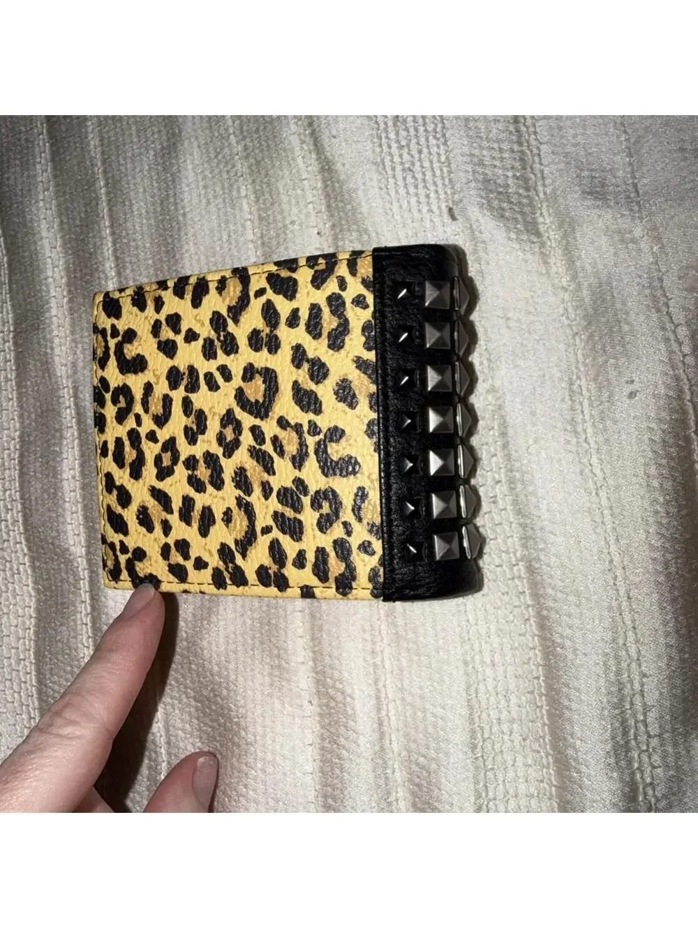 Ed Hardy Men's Leopard Print Skull With Studs Bifold Wallet Size One Size